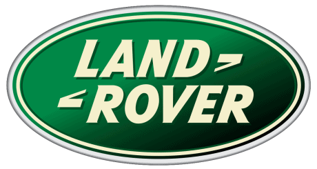 Land rover logo in green and white.