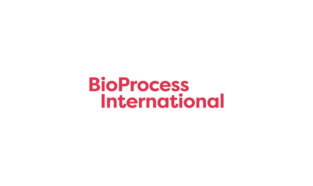 Logo of BioProcess International, with the text in bold red font and centered on a plain white background.